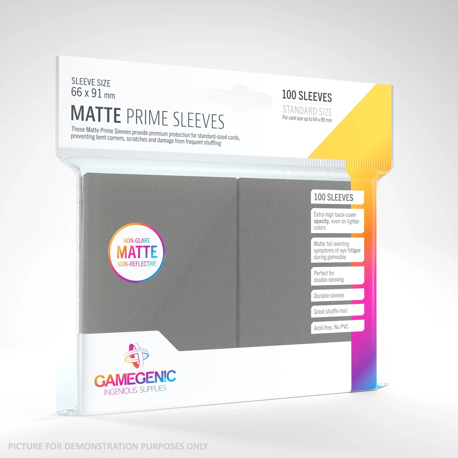 GameGenic MATTE Prime Sleeves 100 Pack - DARK GREY